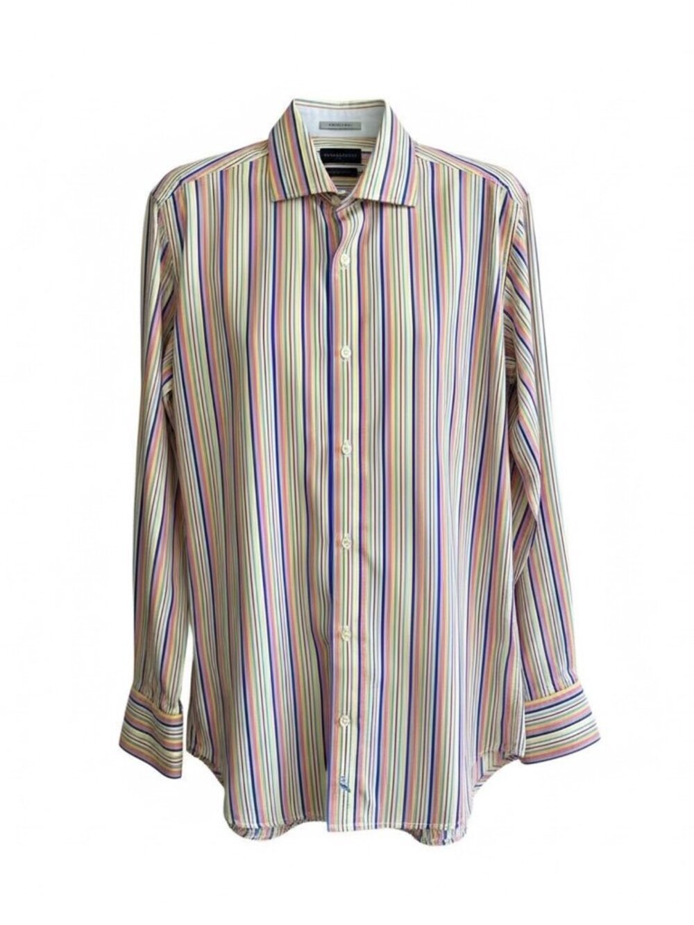 Tailorbyrd Men's Shirt Colorful Striped Spread Collar Long Sleeve Casual Size M